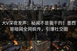 大V深夜发声：秘闻不是我干的！墨西哥暗网全网疯传，引爆社交圈