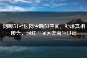 网曝51社区网今晚51空间，劲爆真相曝光，网红丑闻网友直呼过瘾