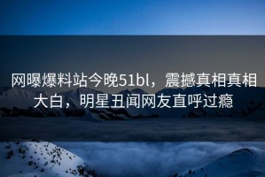 网曝爆料站今晚51bl，震撼真相真相大白，明星丑闻网友直呼过瘾