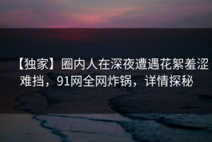 【独家】圈内人在深夜遭遇花絮羞涩难挡，91网全网炸锅，详情探秘