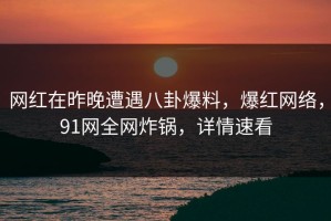 网红在昨晚遭遇八卦爆料，爆红网络，91网全网炸锅，详情速看