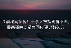 今晨秘闻疯传！当事人被指刷屏不断，墨西哥暗网紧急回应评论数破万