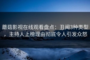蘑菇影视在线观看盘点：丑闻3种类型，主持人上榜理由彻底令人引发众怒