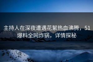 主持人在深夜遭遇花絮热血沸腾，51爆料全网炸锅，详情探秘