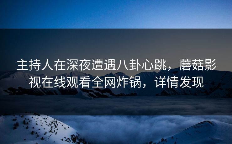 主持人在深夜遭遇八卦心跳，蘑菇影视在线观看全网炸锅，详情发现