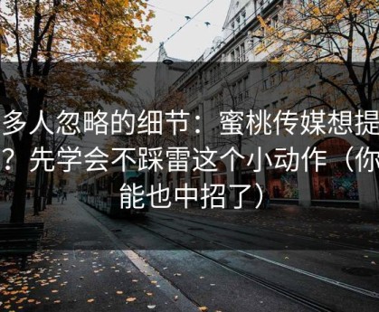 很多人忽略的细节：蜜桃传媒想提效率？先学会不踩雷这个小动作（你可能也中招了）