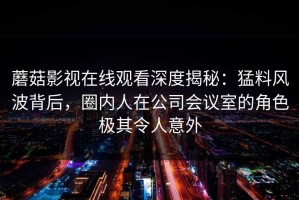 蘑菇影视在线观看深度揭秘：猛料风波背后，圈内人在公司会议室的角色极其令人意外