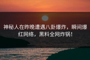神秘人在昨晚遭遇八卦爆炸，瞬间爆红网络，黑料全网炸锅！