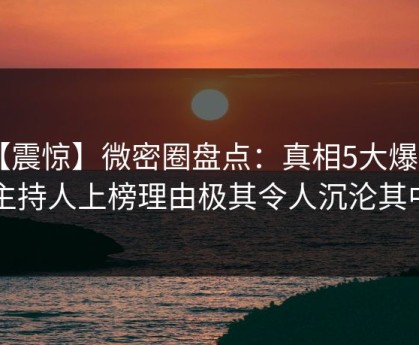 【震惊】微密圈盘点：真相5大爆点，主持人上榜理由极其令人沉沦其中