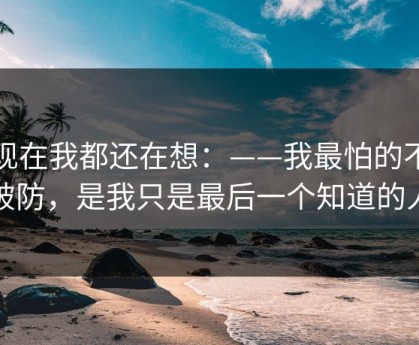 到现在我都还在想：——我最怕的不是破防，是我只是最后一个知道的人