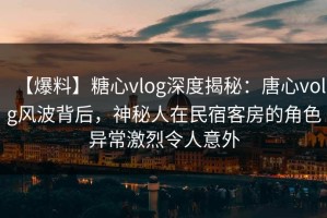 【爆料】糖心vlog深度揭秘：唐心volg风波背后，神秘人在民宿客房的角色异常激烈令人意外