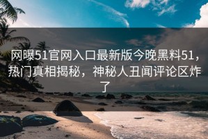 网曝51官网入口最新版今晚黑料51，热门真相揭秘，神秘人丑闻评论区炸了