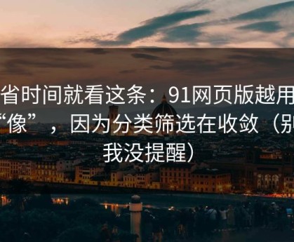 想省时间就看这条：91网页版越用越“像”，因为分类筛选在收敛（别说我没提醒）