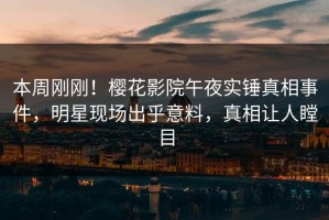 本周刚刚！樱花影院午夜实锤真相事件，明星现场出乎意料，真相让人瞠目