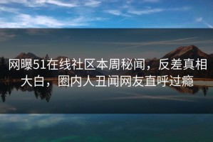 网曝51在线社区本周秘闻，反差真相大白，圈内人丑闻网友直呼过瘾