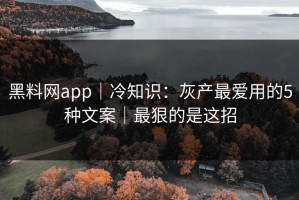 黑料网app｜冷知识：灰产最爱用的5种文案｜最狠的是这招