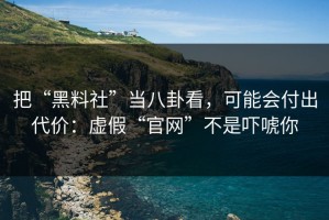 把“黑料社”当八卦看，可能会付出代价：虚假“官网”不是吓唬你