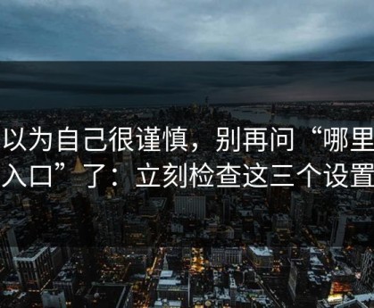 我以为自己很谨慎，别再问“哪里有入口”了：立刻检查这三个设置