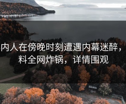 圈内人在傍晚时刻遭遇内幕迷醉，黑料全网炸锅，详情围观