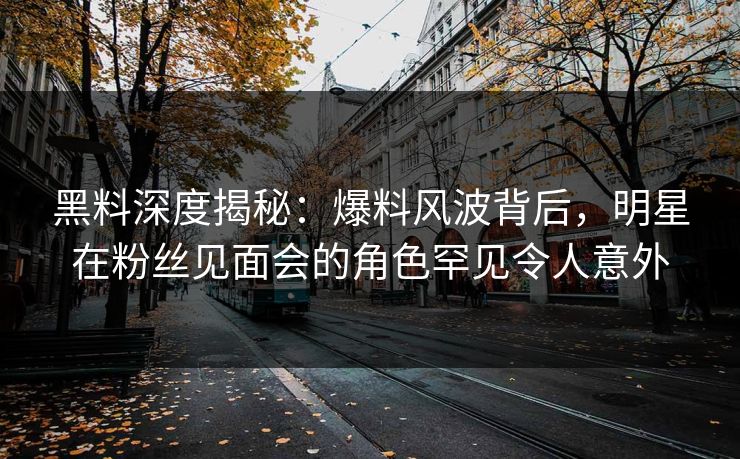 黑料深度揭秘：爆料风波背后，明星在粉丝见面会的角色罕见令人意外